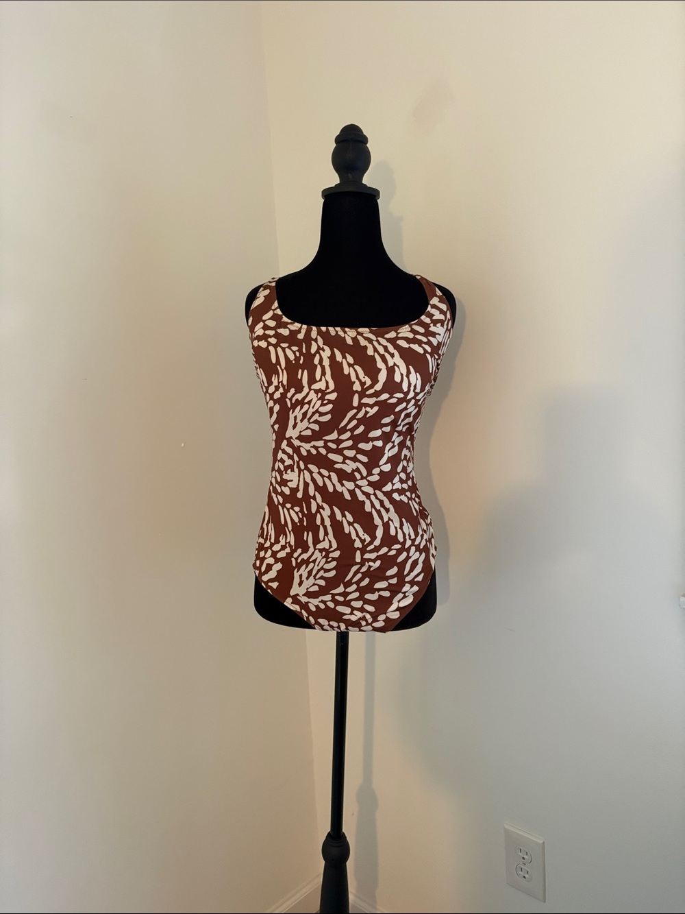 Gottex Brown & Cream Printed Scoop-Neck One-Piece Swimsuit